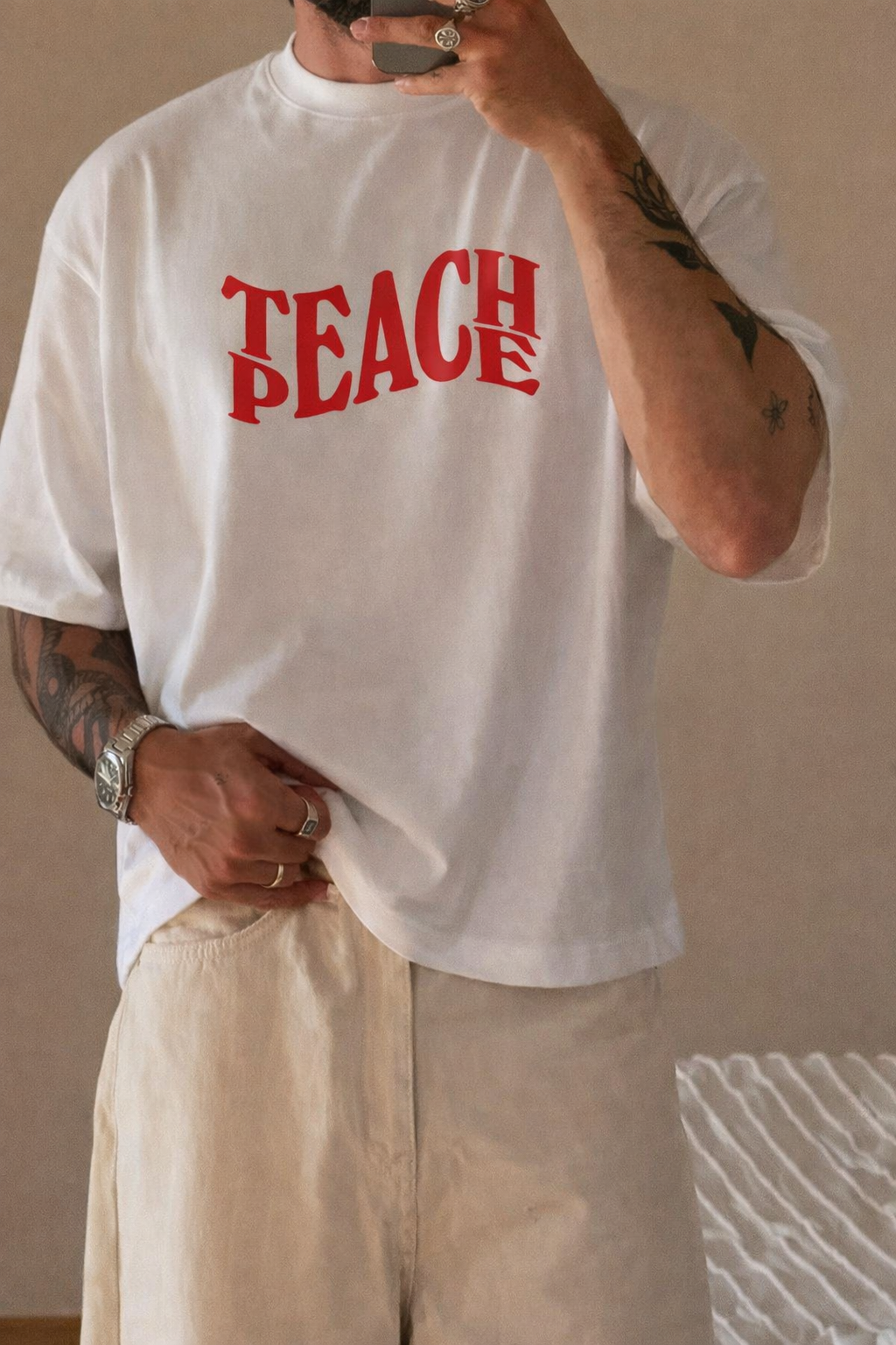 Heavy Oversized Tee - Teach Peace